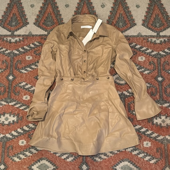 NWT SIMKHAI Elias Mini Shirt Dress in Thorn size 6 - Picture 4 of 7